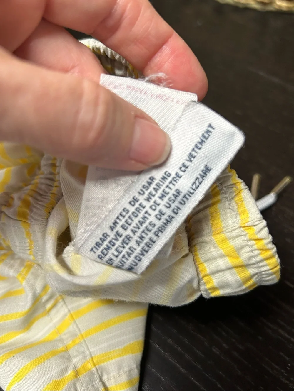 Knot Kids Yellow & Grey & White Striped Swim Trunks 12 months